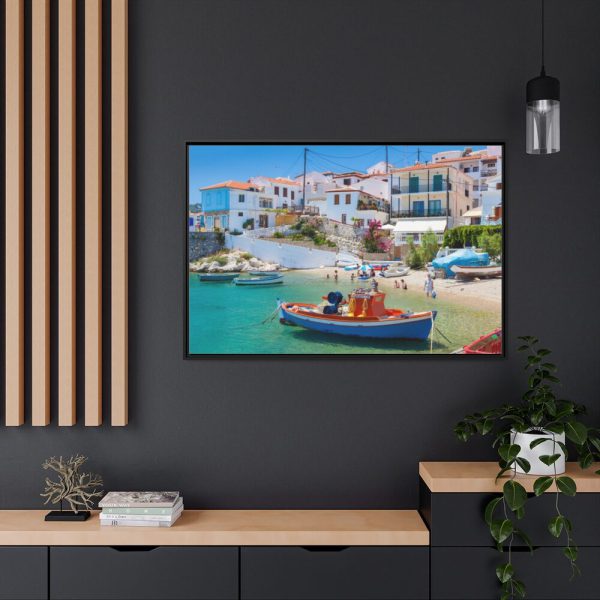 88289-444.jpg Greek Coastal Town Framed Canvas