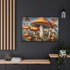 88289-449.jpg Mushrooms Butterfly Forest Art Framed Canvas