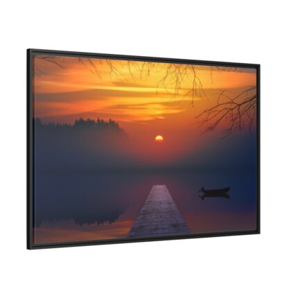 Brown Boat Near Dock Framed Canvas