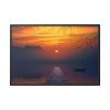 Brown Boat Near Dock Framed Canvas