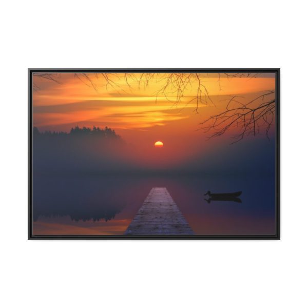 Brown Boat Near Dock Framed Canvas