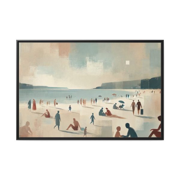 88289-466.jpg Beach Scene With People Framed Canvas