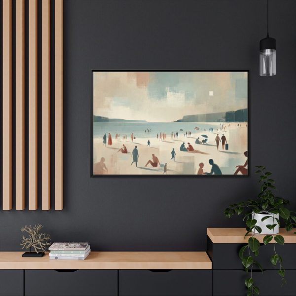 88289-469.jpg Beach Scene With People Framed Canvas