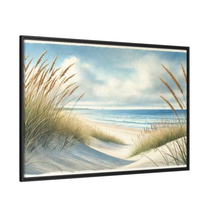 Beach Scene With Gentle Sand Dunes Framed Canvas