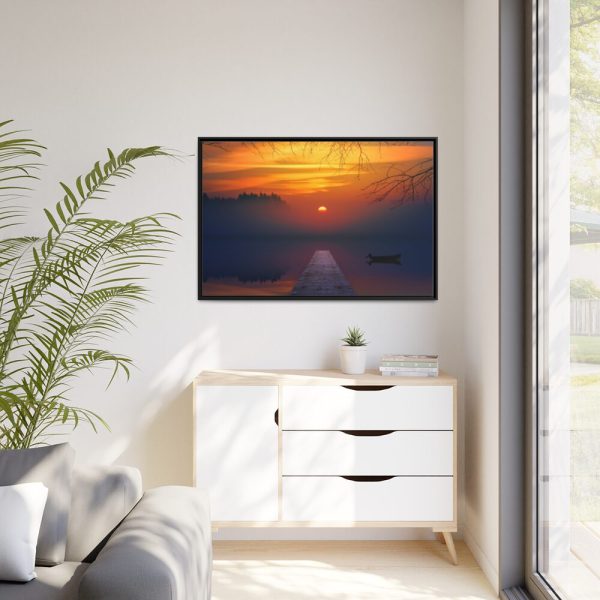 Brown Boat Near Dock Framed Canvas