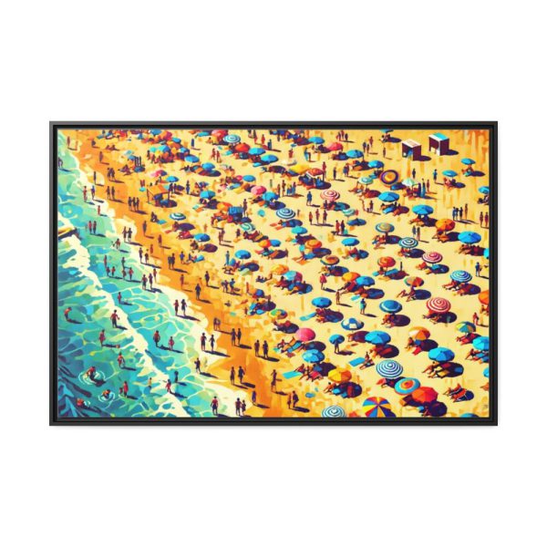 Aerial View of Vibrant Beach Scene Framed Canvas