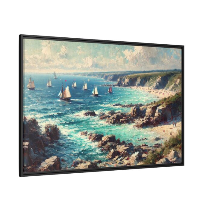 Peaceful Atmosphere With Rocky Coastline Framed Canvas - Image 1