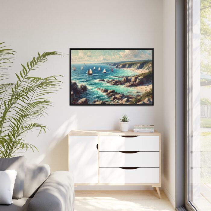 Peaceful Atmosphere With Rocky Coastline Framed Canvas - Image 4