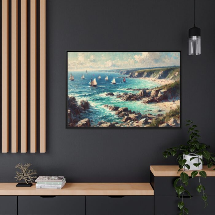 Peaceful Atmosphere With Rocky Coastline Framed Canvas - Image 5