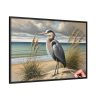 Heron on Sandy Beach Framed Canvas