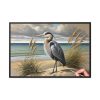 Heron on Sandy Beach Framed Canvas