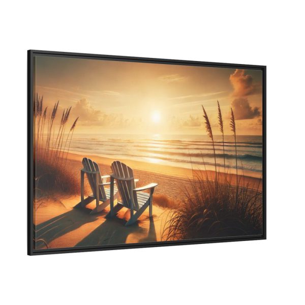 88289-500.jpg White Adirondack Chairs Facing the Ocean Framed Canvas