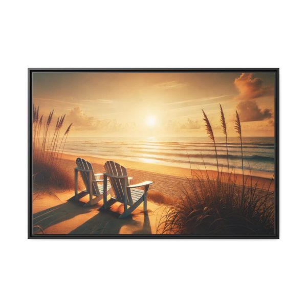 88289-501.jpg White Adirondack Chairs Facing the Ocean Framed Canvas