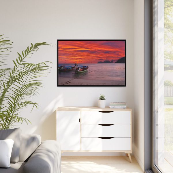 Sunset Beach Framed Canvas