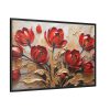 Red-Gold Abstract Tulips Framed Canvas