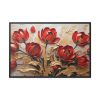 Red-Gold Abstract Tulips Framed Canvas