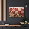 Red-Gold Abstract Tulips Framed Canvas