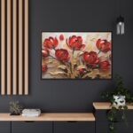 Red-Gold Abstract Tulips Framed Canvas - Image 5