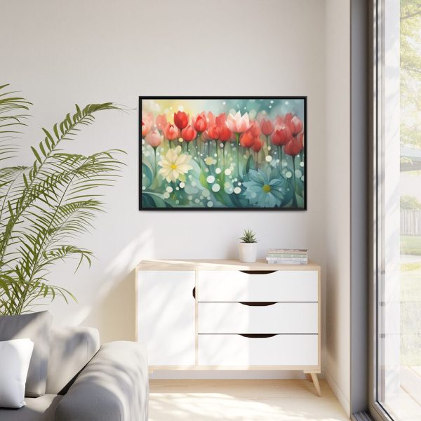 Flower Field of Tulips Framed Canvas