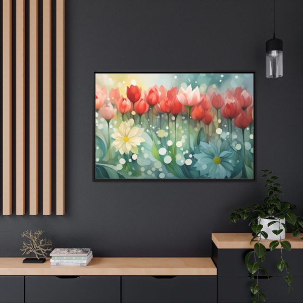 Flower Field of Tulips Framed Canvas