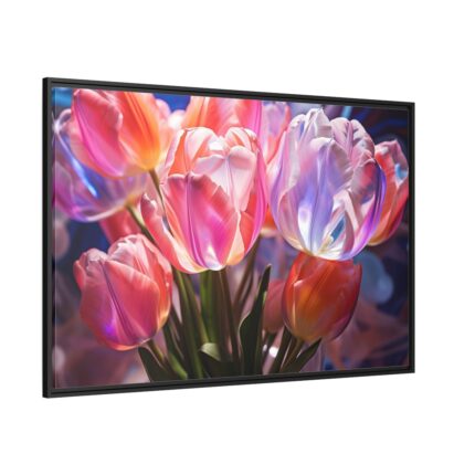 Beautiful Pink Tulips Flowers Framed Canvas