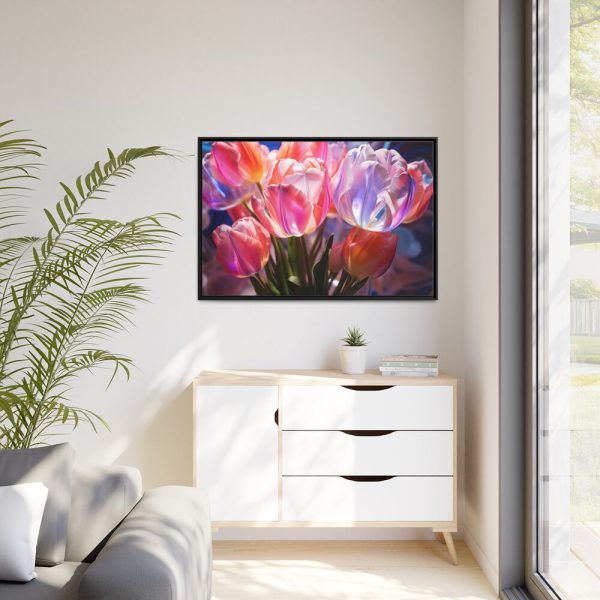 88289-573.jpg Beautiful Pink Tulips Flowers Framed Canvas