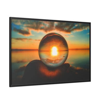 Reflection Time Through A Lens Ball Framed Canvas
