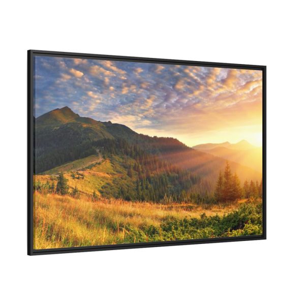 Beautiful Mountain Glow in Sunset Framed Canvas