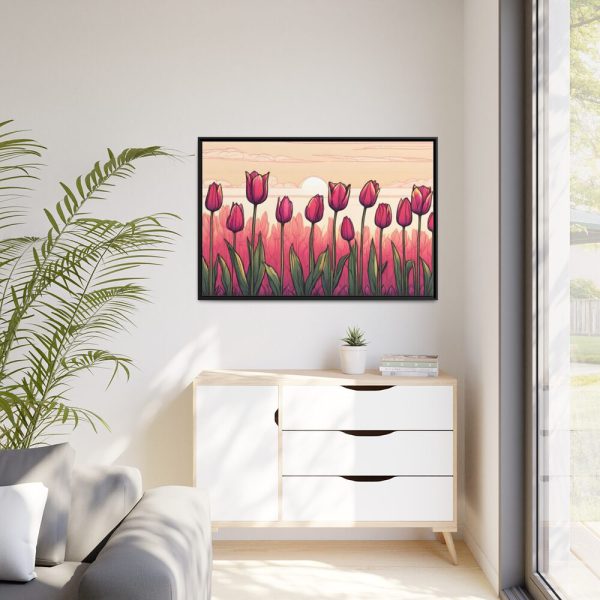 88289-608.jpg Pink Tulips Row At Sunset Framed Canvas