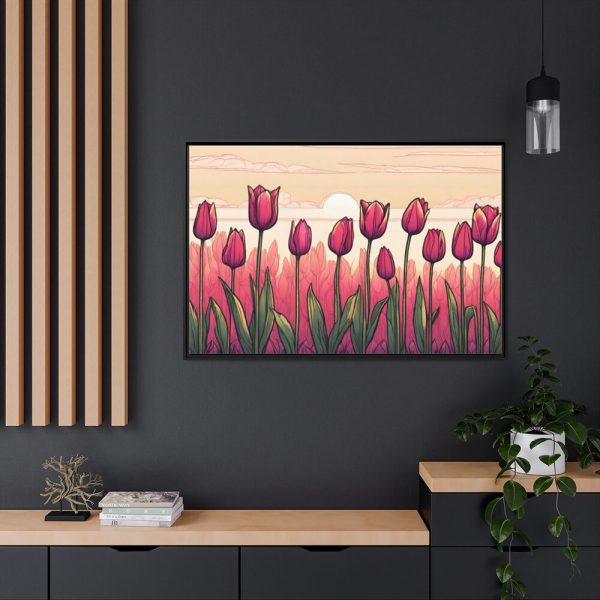 88289-609.jpg Pink Tulips Row At Sunset Framed Canvas