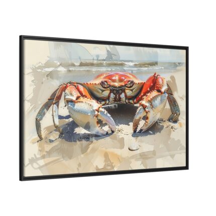 Crab Watercolor Art Framed Canvas