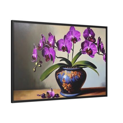 Purple Orchid Still Life Framed Canvas