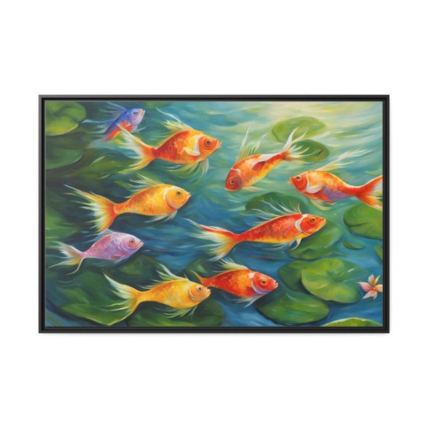 88289-631.jpg Colorful Fish In Lily Pond Framed Canvas