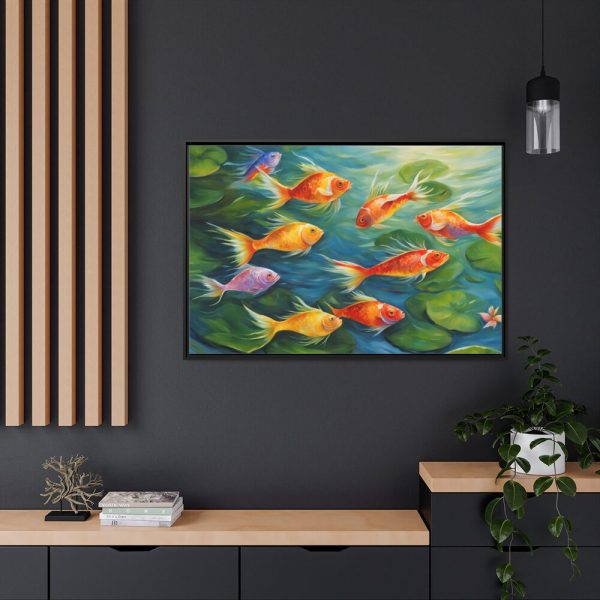 88289-634.jpg Colorful Fish In Lily Pond Framed Canvas