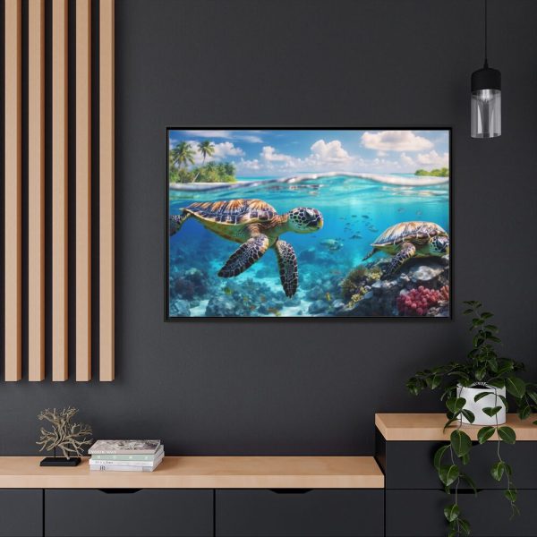 88289-639.jpg Sea Turtle Swimming In The Ocean Framed Canvas