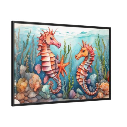 Colorful Seahorse Framed Canvas