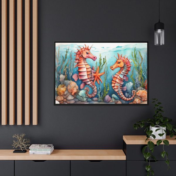 88289-654.jpg Colorful Seahorse Framed Canvas