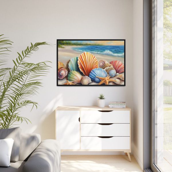 88289-663.jpg Seashells On Sandy Beach Framed Canvas