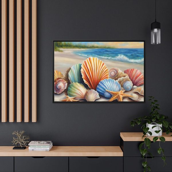 88289-664.jpg Seashells On Sandy Beach Framed Canvas