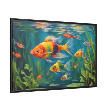 Vibrant Fish In The River Framed Canvas