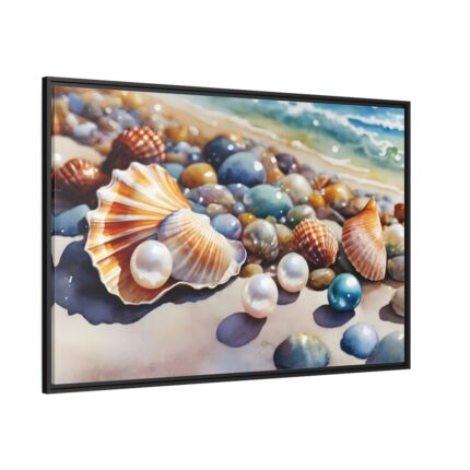 Shells Beach Sea Art Framed Canvas