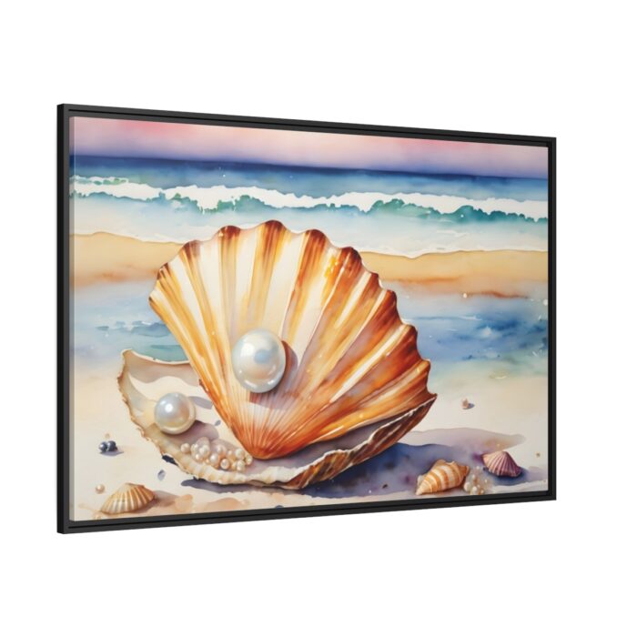 Shells Pearls Beach Art Framed Canvas - Image 1