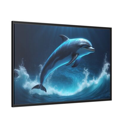Dolphin Jump Framed Canvas