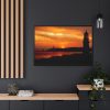 88289-74.jpg Sunset Ocean Lighthouse Silhouette Framed Canvas