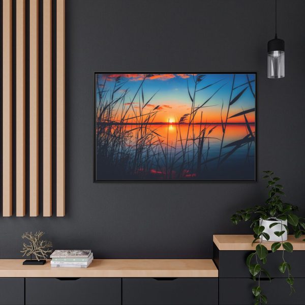 Scenic View Of The Lake Framed Canvas