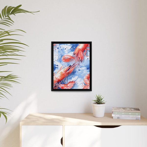 Seamless Lobster Nautical Framed Canvas