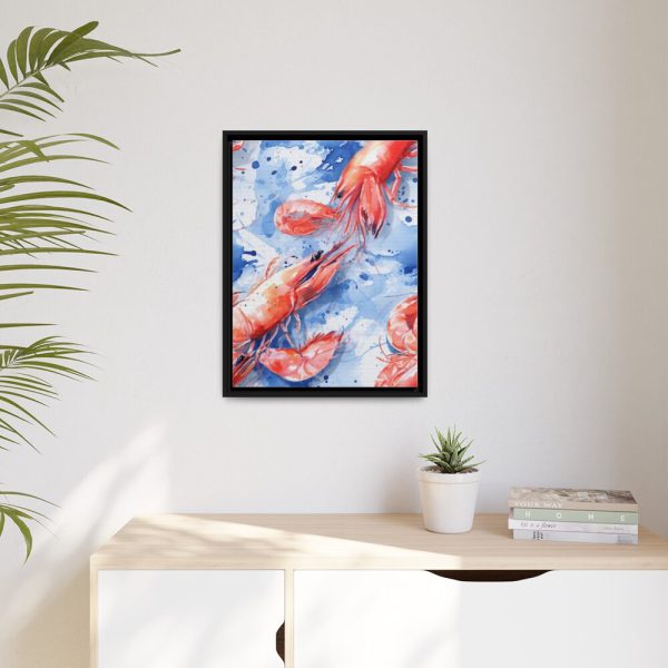 Seamless Lobster Nautical Framed Canvas