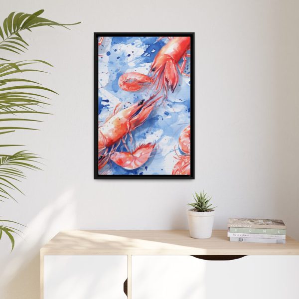 Seamless Lobster Nautical Framed Canvas