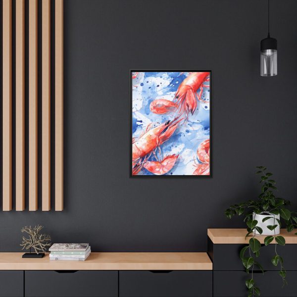 Seamless Lobster Nautical Framed Canvas