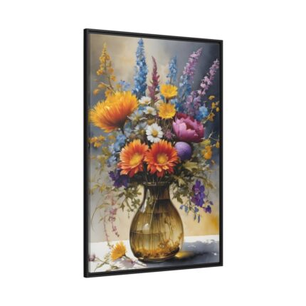 Wildflowers Still Life Art Framed Canvas